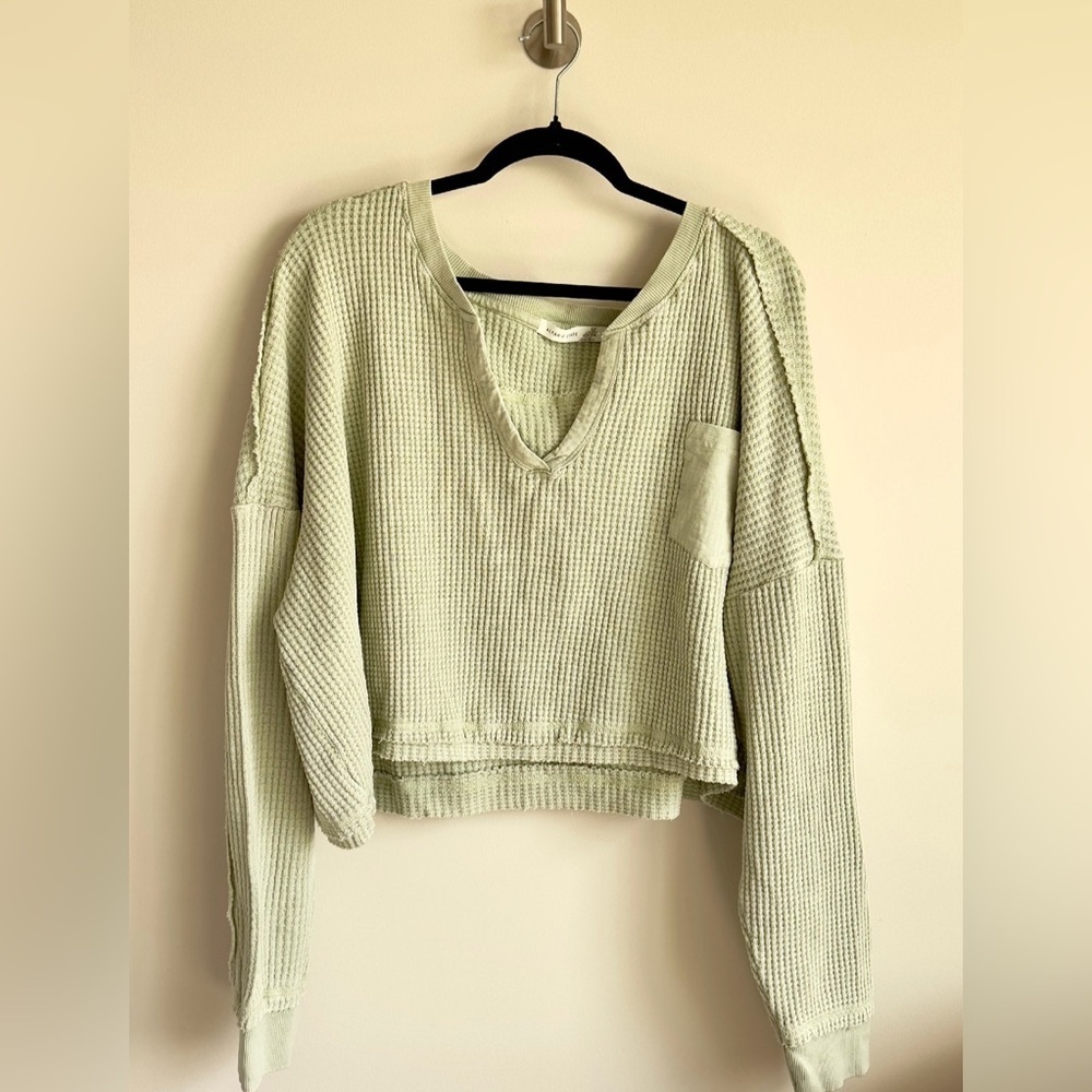 new with tags altar'd state waffle knit sage top